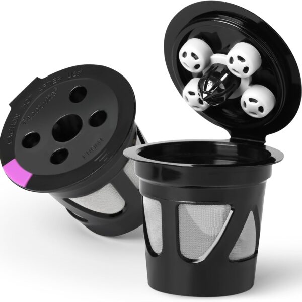 Reusable K Cups for Keurig, 2-Pack Refillable Coffee Pods with 5 Holes, Compatible with Keurig K Supreme, K Slim, K-Duo Hot & Iced Gen2, K-Brew Chill (MultiStream Technology)