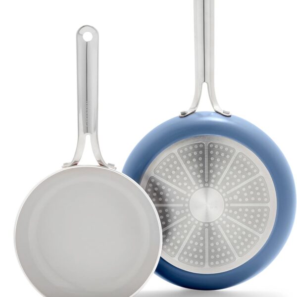 GreenPan Nova 8 & 10 2 Piece Frying Pan Skillet Set, Oprahs Favorite Things 2024, Induction Suitable PFAS-Free Nontoxic Ceramic Nonstick, Dishwasher & Oven Safe, Quick Even Heating, Ocean Blue