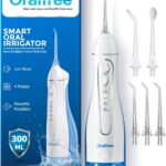Oralfree Water Dental Flosser Cordless for Teeth Cleaning - 4 Modes Oral Irrigator 300ML Braces Flossers Cleaner, Rechargeable Portable IPX7 Waterproof Powerful Battery for Travel Home