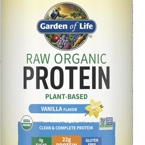 Garden of Life, Protein Powder, Vegan Protein Powder, Bcaa, Probiotics and Digestive Enzymes, Gluten and Lactose Free, Vanilla, 23.3 Ounce