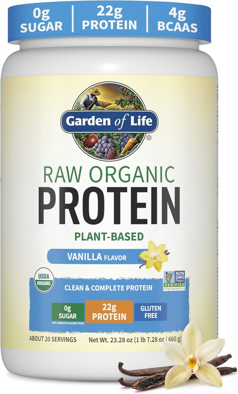 Garden of Life, Protein Powder, Vegan Protein Powder, Bcaa, Probiotics and Digestive Enzymes, Gluten and Lactose Free, Vanilla, 23.3 Ounce