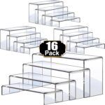 Aheroi Display Risers, 16 Pcs 4 Set(7L~8L~9L) Acrylic Riser Display Shelf, Clear Risers Display Stands, Rectangular Acrylic Risers for Decor Display, Cupcake Candy Shoe Showcase Stands