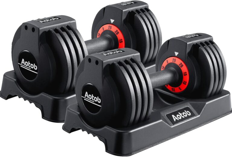 AOTOB Adjustable Dumbbell Set 25/55 Lbs (Pair), Fast Weight Adjustment with Anti-Slip Turning Handle, Space-Saving for Home Gym, Strength Training Equipment for Men & Women