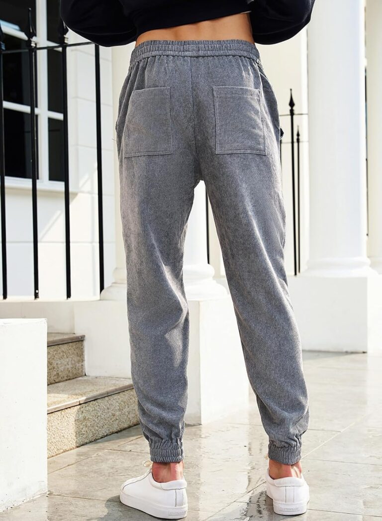 JMIERR Mens Corduroy Joggers Pants Casual Cargo Pants Drawstring Elastic Waist Baggy Tapered Sweatpants with Pockets