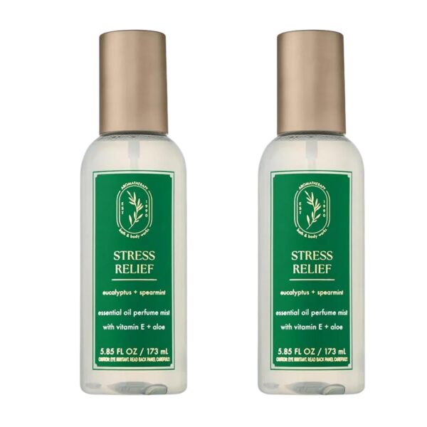 Bath & Body Works Aromatherapy Eucalyptus Spearmint Essential Oil Mist, Body Spray with Vitamin E and Aloe, Pillow Spray for Stress Relief, 5.3 fl oz - 2 Pack