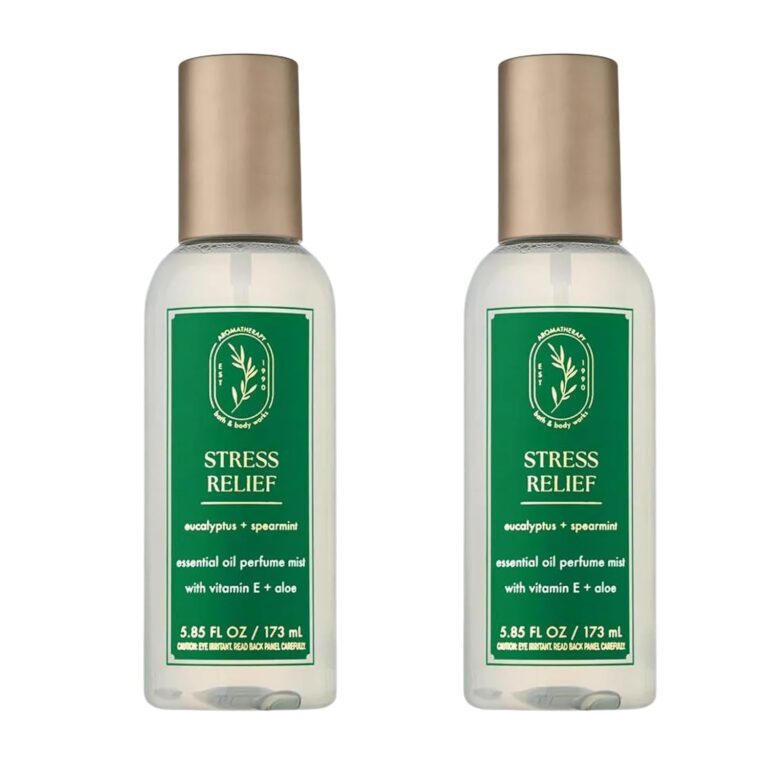 Bath & Body Works Aromatherapy Eucalyptus Spearmint Essential Oil Mist, Body Spray with Vitamin E and Aloe, Pillow Spray for Stress Relief, 5.3 fl oz - 2 Pack
