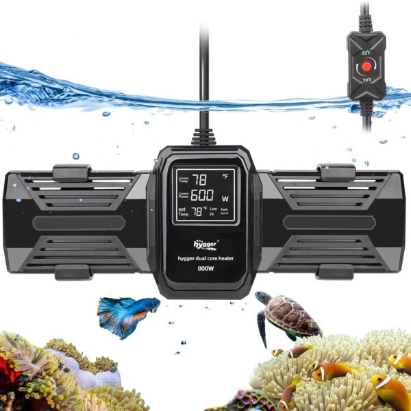hygger Aquarium Heater, 500W 800W 1000W Submersible Fish Tank Heater with LED Digital Display Over-Temperature Protection and Automatic Power-Off, for Saltwater and Freshwater Tank up to 240 Gallon