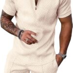 Beotyshow Mens Polo Shirt and Shorts Sets Outfits 2 Piece Fashion Summer Tracksuits Casual Short Sleeve Set