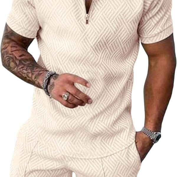 Beotyshow Mens Polo Shirt and Shorts Sets Outfits 2 Piece Fashion Summer Tracksuits Casual Short Sleeve Set