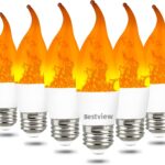Bestview LED Flame Effect Light Bulbs,3 Modes Smart E26 Chandelier Base Flickering Candle Fire Light Bulb for Halloween, Christmas, Party, Porch, Indoor&Outdoor Home Decoration (6 Pack)
