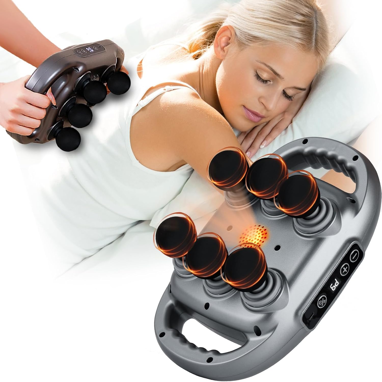 UFFAE 6 Head Massage Gun Deep Tissue with 9 Levels & 9 Modes, Electric Massager Tool for Legs, Arms, Waist, Back, Buttocks - Full Body Muscle Pain Relief, Ideal Gifts for Women, Men, Mom, and Dad UFFAE 6 Head Massage Gun Deep Tissue with 9 Levels & 9 Modes, Electric Massager Tool for Legs, Arms, Waist, Back, Buttocks - Full Body Muscle Pain Relief, Ideal Gifts for Women, Men, Mom, and Dad