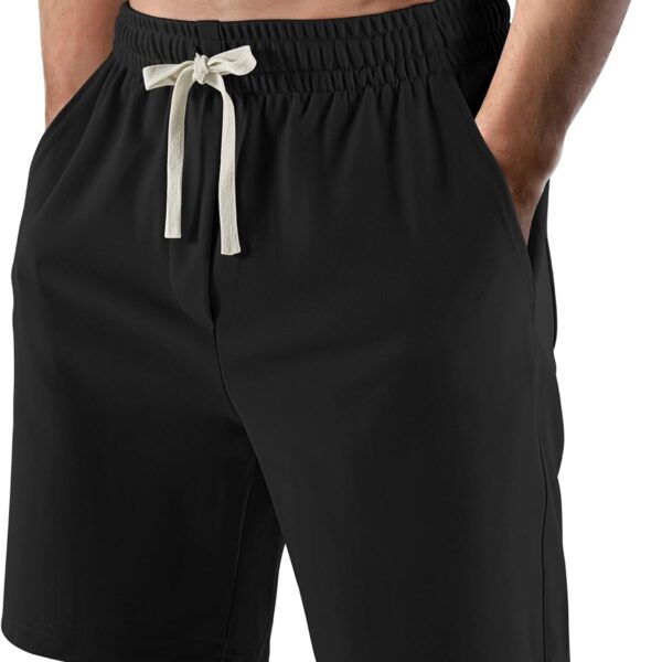 Lkrhzevg Mens Casual Shorts Outdoor Beach Shorts Elastic Waist Drawstring Athletic Shorts with Pockets for Running Vacation