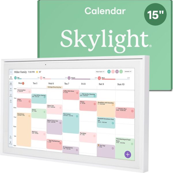 Skylight Calendar: 15-inch Wall Planner Digital Calendar & Chore Chart, Smart Touchscreen Interactive Display for Family Schedules  Wall Mount Included, Great for Organizing Your 2026 Calendar