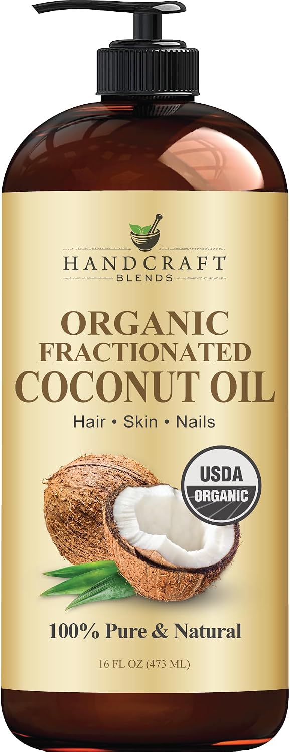 Handcraft Blends Organic Fractionated Coconut Oil | 100% Pure and Natural | Bath & Body Oil | Premium Grade Carrier Oil | Skin | Hair | Body | Massage | Hexane-Free | 16 Fl Oz Handcraft Blends Organic Fractionated Coconut Oil | 100% Pure and Natural | Bath & Body Oil | Premium Grade Carrier Oil | Skin | Hair | Body | Massage | Hexane-Free | 16 Fl Oz