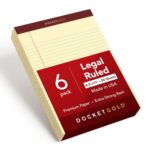 TOPS Legal Pads, 6 Pack, Premium Docket Gold Note Pads, 50 Legal Ruled 8.5 x 11 Sheets, Thick Canary Yellow Paper with Extra Hard Back, Proudly Made in the USA