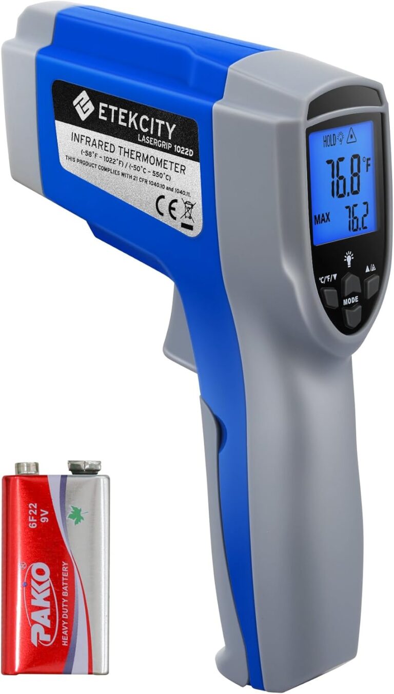 Etekcity Infrared Thermometer 1022D (Not for Human) Dual Laser Temperature Gun Non-contact-58~1022 (-50 ~ 550) with Adjustable Emissivity & Max Measure, Standard Size, Blue & Gray