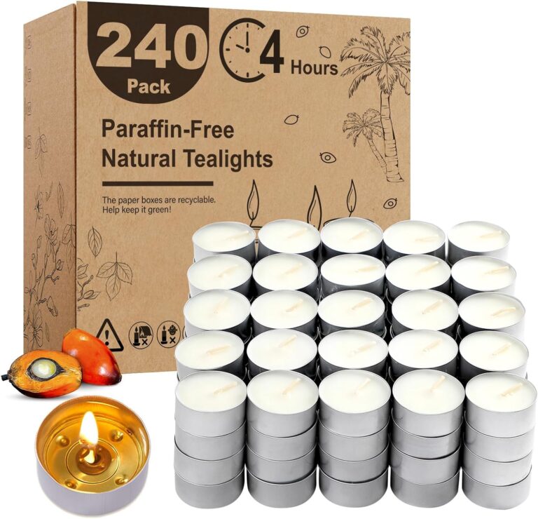 Unscented Tea Lights Candles 240 Pack, 4 Hours Long Burning,White Tea Candles Bulk, Bright Burn with Palm Wax,Smokeless Tealight Candles for Wedding,Centerpiece,Christmas Lights,Home Decorative