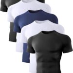 Dalavch 4/5 Pack Men's Compression Shirts Short Sleeve/Sleeveless Sports Athletic Workout Base Layer Undershirt T-Shirt Tops