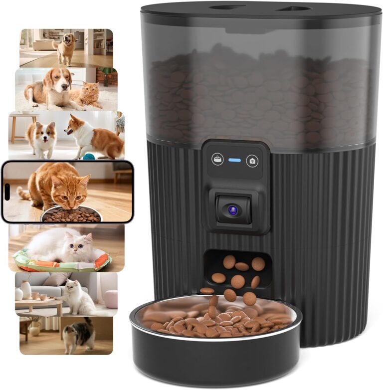 PAPIFEED Automatic Cat Feeder with Camera, 3L Cat Food Dispenser with App, 2.4G WiFi Timed Cat Feeder for Dry Food, 2-Way Audio, Smart Pet Feeder for Small Dog, 10 Meals/Day, 6 Portions/Meal