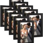 HappyHapi 4x6 Picture Frames Set of 10, Tabletop or Wall Display Pictures 3.5x5 with Mat or 4x6 Without, Multi Photo Frames Collage (Black)