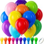 Bezente Assorted Rainbow Latex Balloons, 100 Pack 12 inch Round Helium Bright Color Balloons for Birthday Bridal Shower Wedding Party Decorations