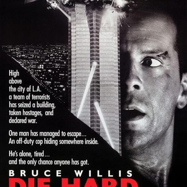 Die Hard Movie Poster Bruce Willis Wall Art Measures 24 x 36 inches (unframed)