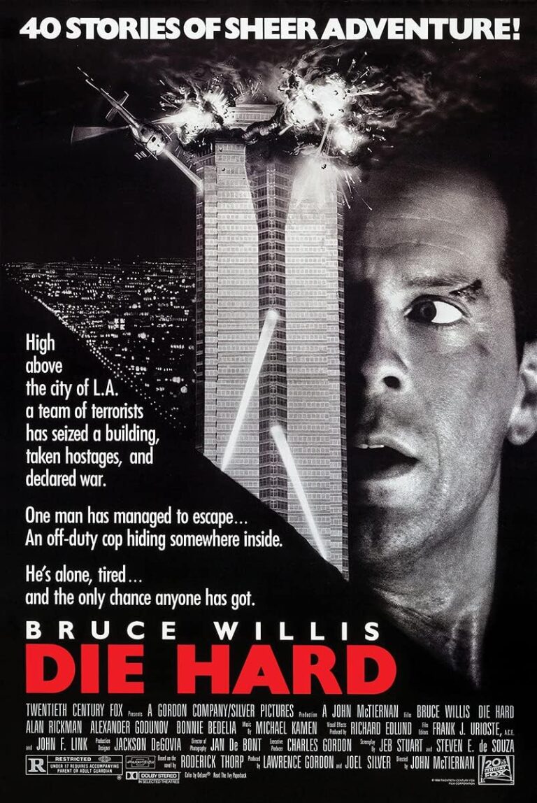 Die Hard Movie Poster Bruce Willis Wall Art Measures 24 x 36 inches (unframed)