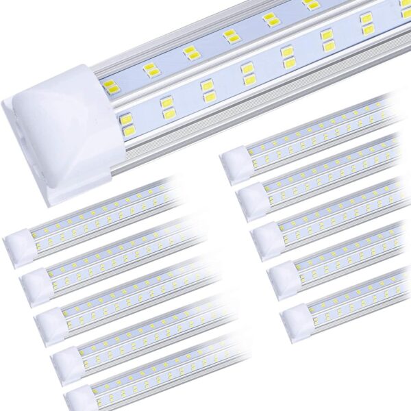 (10-Pack) 8ft LED Shop Light Fixture, 120W 19000LM 6000K, Cold White, V Shape, Clear Cover, Hight Output, Linkable Shop Lights, T8 LED Tube Lights, LED Shop Lights for Garage 8 Foot with Plug