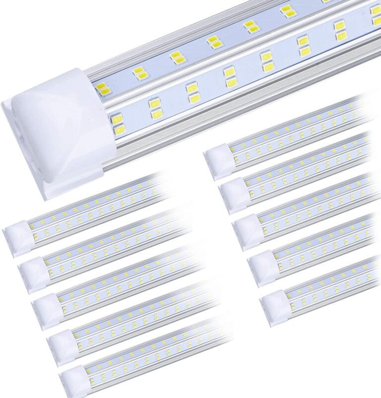 (10-Pack) 8ft LED Shop Light Fixture, 120W 19000LM 6000K, Cold White, V Shape, Clear Cover, Hight Output, Linkable Shop Lights, T8 LED Tube Lights, LED Shop Lights for Garage 8 Foot with Plug