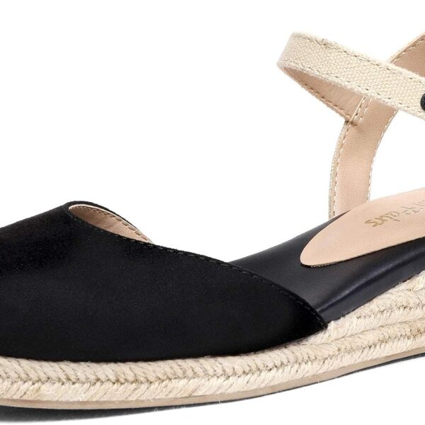 DREAM PAIRS Women's Closed Toe Elastic Ankle Strap Espadrilles Wedge Sandals