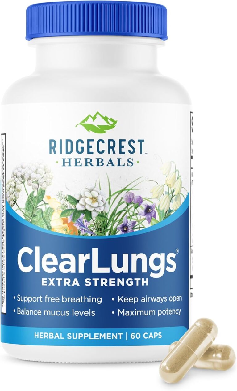 RidgeCrest Herbals ClearLungs Extra Strength, Daily Health Supplement, Natural Lung and Nasal Wellness Formula (60 Vegan Caps, 30 Serv)