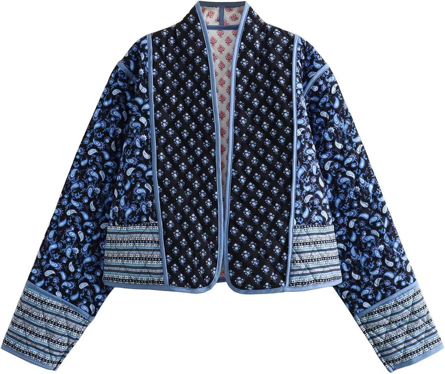 Yimoon Women's Quilted Jacket Lightweight Floral Print Cropped Puffer Coat Short Padded Open Front Winter Outwear Yimoon Women's Quilted Jacket Lightweight Floral Print Cropped Puffer Coat Short Padded Open Front Winter Outwear