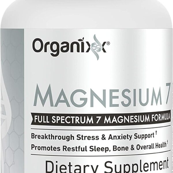 Organixx Magnesium Glycinate Supplement for Support Sleep, Muscle & Heart Health, 7 Type Magnesium Complex with Vitamin B6, Manganese Citrate, Gluten Free, Vegan, Non GMO, High Absorption, 60 Capsules