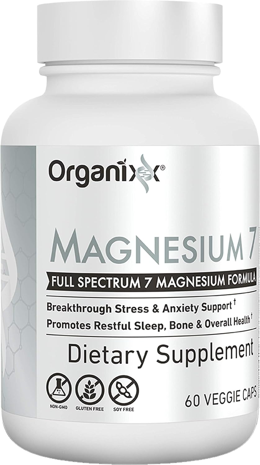 Organixx Magnesium Glycinate Supplement for Support Sleep, Muscle & Heart Health, 7 Type Magnesium Complex with Vitamin B6, Manganese Citrate, Gluten Free, Vegan, Non GMO, High Absorption, 60 Capsules Organixx Magnesium Glycinate Supplement for Support Sleep, Muscle & Heart Health, 7 Type Magnesium Complex with Vitamin B6, Manganese Citrate, Gluten Free, Vegan, Non GMO, High Absorption, 60 Capsules