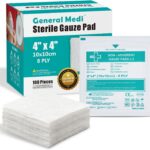 General Medi Sterile Gauze Pads  4" x 4" Individually Wrapped Medical Gauze Pads for Cleaning and Cushioning Minor Wounds, Cuts & Burns Wound Care Product (50 Packs, 100 Pieces Total)