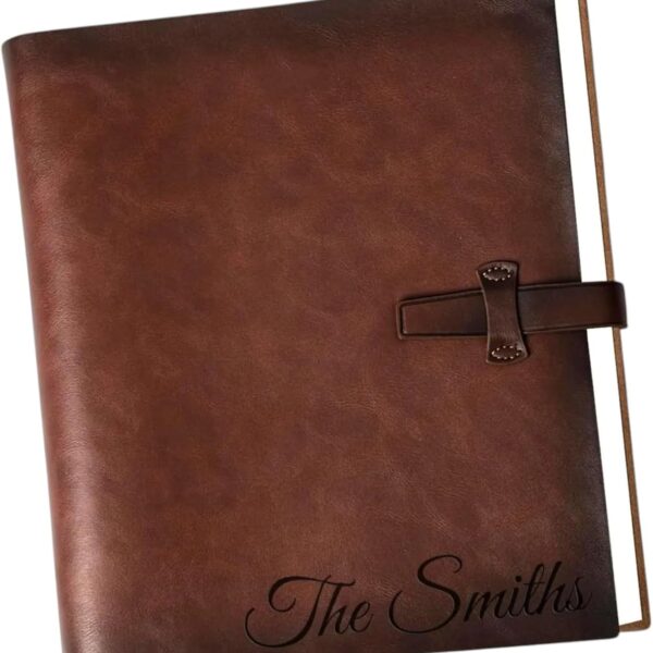 Personalized Genuine Leather Photo Album  Large Capacity, Refillable Memory Book for Weddings, Anniversaries, Travel, and Special Occasions