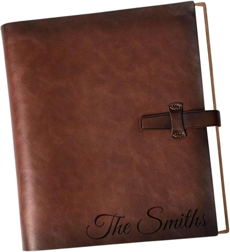Personalized Genuine Leather Photo Album  Large Capacity, Refillable Memory Book for Weddings, Anniversaries, Travel, and Special Occasions