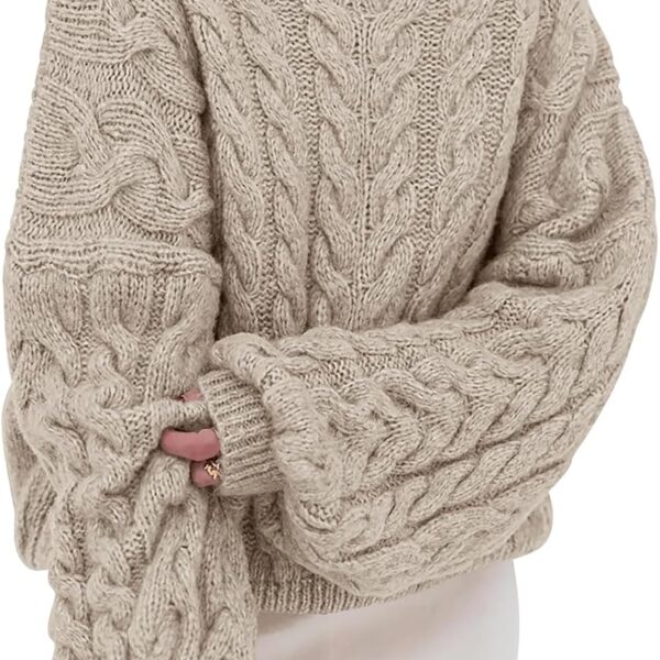 PRETTYGARDEN Womens Sweaters Spring 2026 Cable Knit Long Sleeve Crewneck Oversized Sweater Chunky Pullover Loose Outfits