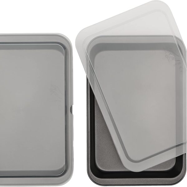 GoodCook Set of 2 Nonstick Steel 13" x 9" Cake Baking Pans with Covers, Gray