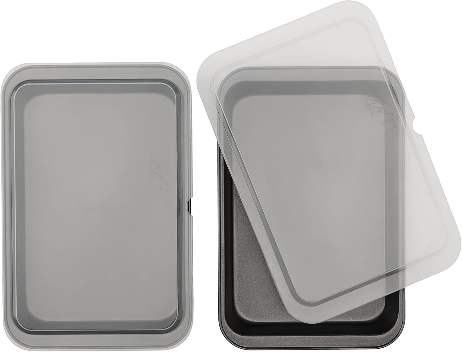 GoodCook Set of 2 Nonstick Steel 13" x 9" Cake Baking Pans with Covers, Gray GoodCook Set of 2 Nonstick Steel 13" x 9" Cake Baking Pans with Covers, Gray