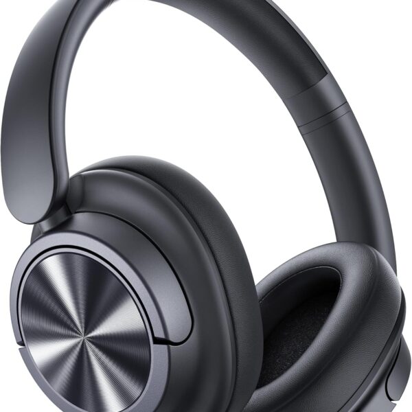 Hybrid Active Noise Cancelling Headphones 120H Playtime Wireless Headphones Bluetooth 6.0 Over Ear Headphones with 6 ENC HD Call Mic, Hi-Res 360 Spatial Audio ANC Headphone for Travel Workout Black