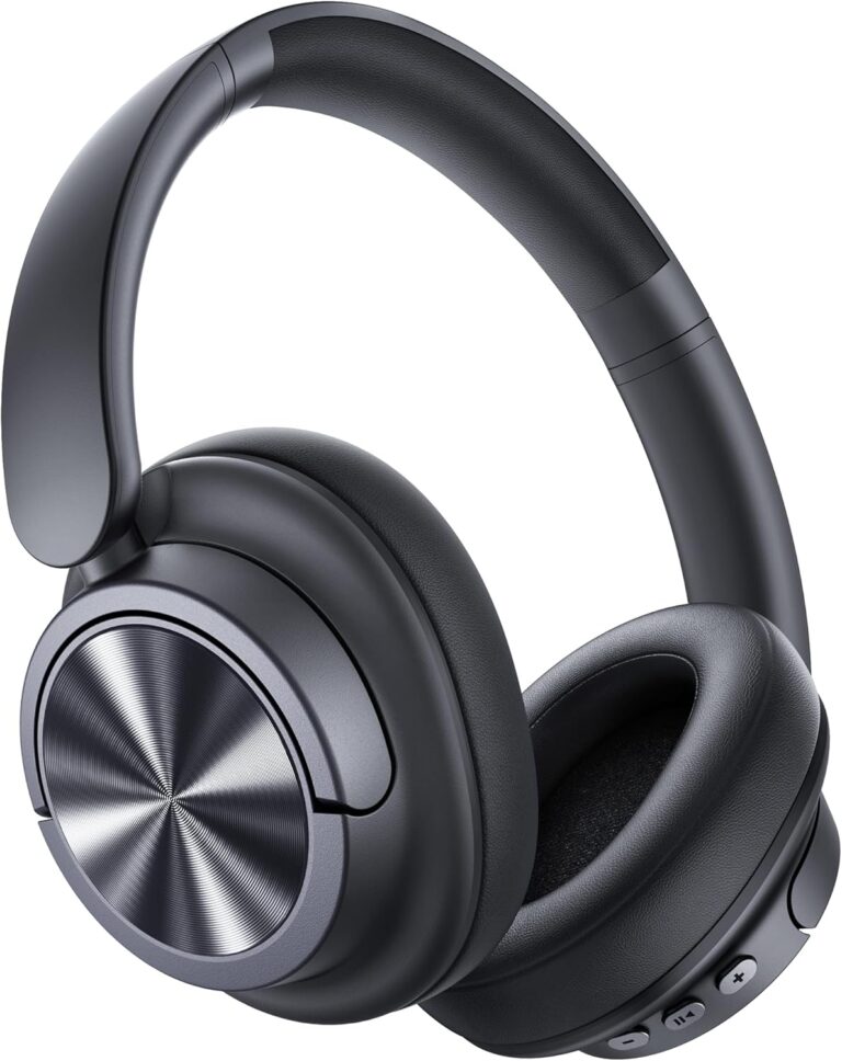 Hybrid Active Noise Cancelling Headphones 120H Playtime Wireless Headphones Bluetooth 6.0 Over Ear Headphones with 6 ENC HD Call Mic, Hi-Res 360 Spatial Audio ANC Headphone for Travel Workout Black