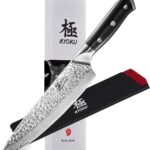 KYOKU Chef Knife - 8"- Shogun Series Japanese Style VG10 Steel Core Hammered Damascus Blade Kitchen Knife - with Sheath & Case