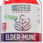 Zhou Elder-Mune Elderberry Gummies with Vitamin C and Zinc - Daily Immune Support Supplement for Women & Men, Chewable Natural Black Elderberry for Adults & Children 4 & Up - 60 Gummies