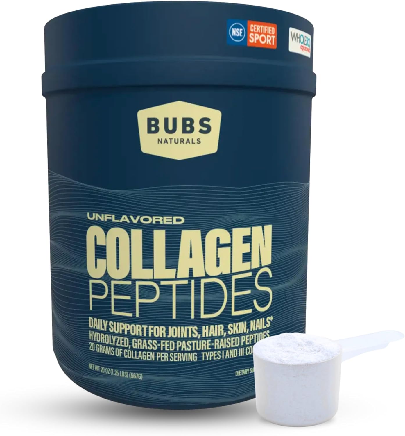 BUBS Naturals Collagen Peptides Powder, Collagen for Women & Men, Hydrolyzed Peptides, Unflavored Pasture Raised Grass Fed, Paleo Keto Friendly, Supports Hair Skin & Joint Health (20 oz) 28 Servings BUBS Naturals Collagen Peptides Powder, Collagen for Women & Men, Hydrolyzed Peptides, Unflavored Pasture Raised Grass Fed, Paleo Keto Friendly, Supports Hair Skin & Joint Health (20 oz) 28 Servings