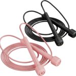 2 Pack Jump Rope for Fitness, Speed Rope Skipping Rope for Men and Women, Jumping Rope for Workout, Tangle-Free PVC Long Jump Rope Set, Adjustable Exercise Jumping Rope Boxing for Adult