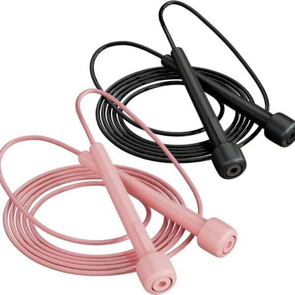 2 Pack Jump Rope for Fitness, Speed Rope Skipping Rope for Men and Women, Jumping Rope for Workout, Tangle-Free PVC Long Jump Rope Set, Adjustable Exercise Jumping Rope Boxing for Adult