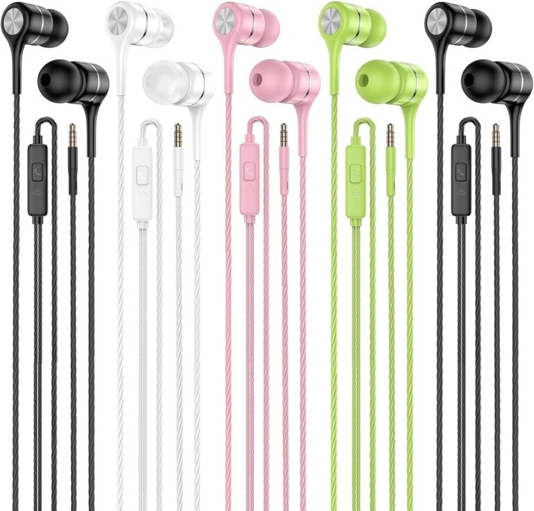LWZCAM Earbuds Earphones with Microphone, 5 Pack Wired Heavy Bass Headphones, Earphone with Noise Isolating, Fits 3.5mm Interface for iPad, Desktop