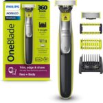Philips Norelco for Face + Body, Electric Beard Trimmer, Shaver and Groomer, 5in1 Adjustable Comb, 1x Body Kit, Model QP2834/70, Black/Lime Green