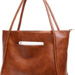 Large Tote Bag for Women Work with Zipper 16L Vegan Leather Ladies Travel Purses and Handbags